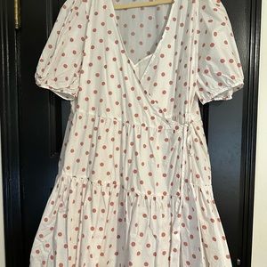 J.Crew Puff-sleeve cotton poplin wrap dress in white rose dot